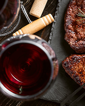 Red wine and steak